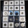 Image 1 : Page of 20 Mixed coins Morgan $1, Peace $1, Proof Washington 25c, Barber 10c, Jefferson5c