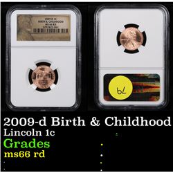 NGC 2009-d Birth & Childhood Lincoln Cent 1c Graded ms66 rd By NGC