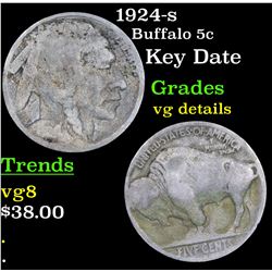 1924-s Buffalo Nickel 5c Grades vg details