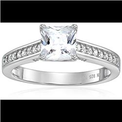 Decadence Sterling Silver 6mm Princess Cut Open Cathedral Pave Engagement Ring Size 9