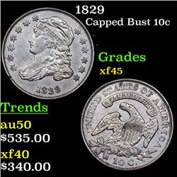 1829 Capped Bust Dime 10c Grades xf+