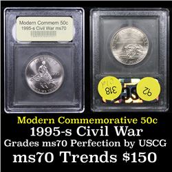 1995-S Civil War Modern Commem Half Dollar 50c Graded ms70, Perfection By USCG