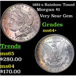 1881-s Rainbow Toned Morgan Dollar $1 Grades Choice+ Unc