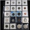 Image 1 : Page of 20 Mixed coins Morgan $1, Peace $1, Proof Washington 25c, Barber 10c, Jefferson5c
