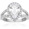 Image 1 : Decidance Sterling Silver CZ pear cut Halo Split Shank Eng Ring Size 6