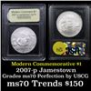 Image 1 : 2007-p Jamestown Modern Commem Dollar $1 Graded ms70, Perfection By USCG