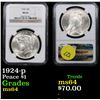 Image 1 : NGC 1924-p Peace Dollar $1 Graded ms64 By NGC