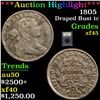 Image 1 : ***Auction Highlight*** 1805 Draped Bust Large Cent 1c Graded xf+ By USCG (fc)