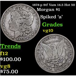 1878-p 8tf Vam 14.5 Hot 50 Morgan Dollar $1 Grades vg+
