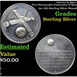 America In Space First Photographic Exploration Of Mars 1oz .925 Sterling Silver Round