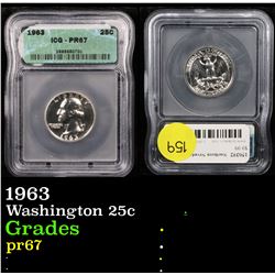 1963 Washington Quarter 25c Graded pr67 By ICG