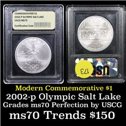 2002-p Olympic Salt Lake Modern Commem Dollar $1 Graded ms70, Perfection By USCG