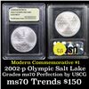 Image 1 : 2002-p Olympic Salt Lake Modern Commem Dollar $1 Graded ms70, Perfection By USCG