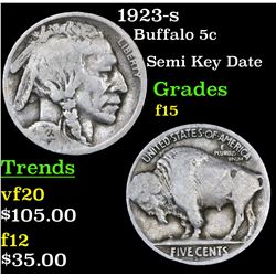 1923-s Buffalo Nickel 5c Grades f+