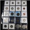 Image 1 : Page of 20 Mixed coins Morgan $1, Peace $1, Proof Washington 25c, Barber 10c, Jefferson5c