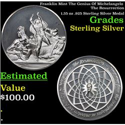Franklin Mint The Genius Of Michelangelo The Resurrection 1.35 oz .925 Sterling Silver Medal Grades