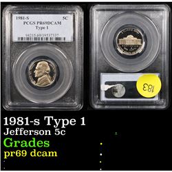PCGS 1981-s Type 1 Jefferson Nickel 5c Graded pr69 dcam By PCGS