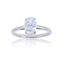 Sterling Silver Rhodium 6x9mm oval cut Solitaire Engagement Ring Cubic Zircornia Size 9