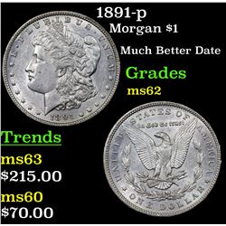 1891-p Morgan Dollar $1 Grades Select Unc