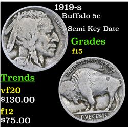 1919-s Buffalo Nickel 5c Grades f+