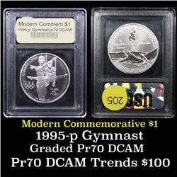 1995-P Olympic Gymnast Modern Commem Dollar $1 Graded GEM++ Proof Deep Cameo By USCG