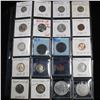 Image 1 : Page of 20 Mixed coins Morgan $1, Peace $1, Proof Washington 25c, Barber 10c, Jefferson5c