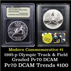 1995-P Olympics Track & Field Modern Commem Dollar $1 Graded GEM++ Proof Deep Cameo By USCG
