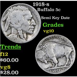 1918-s Buffalo Nickel 5c Grades vg+