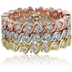 Sterling Silver Tricolor S Stack Ring Size 6