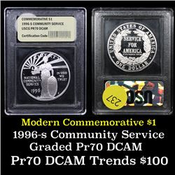 1996-S Community Service Modern Commem Dollar $1 Graded GEM++ Proof Deep Cameo By USCG