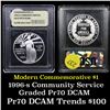 Image 1 : 1996-S Community Service Modern Commem Dollar $1 Graded GEM++ Proof Deep Cameo By USCG