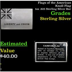 Flags of the American Knoll Flag 1oz .925 Sterling Silver Bar Grades