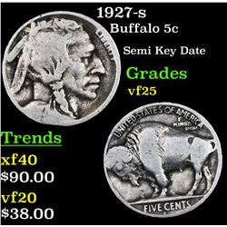 1927-s Buffalo Nickel 5c Grades vf+