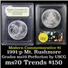 Image 1 : 1991-p Mount Rushmore Modern Commem Dollar $1 Grades ms70, Perfection