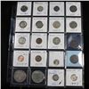 Image 1 : Page of 20 Mixed coins Morgan $1, Peace $1, Washington 25c, Barber 5c, Lincoln 1c, Buffalo 5c