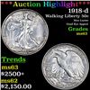 Image 1 : ***Auction Highlight*** 1918-d Walking Liberty Half Dollar 50c Graded Select Unc By USCG (fc)
