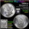 Image 1 : ***Auction Highlight*** 1886-s Morgan Dollar $1 Graded GEM+ Unc By USCG (fc)