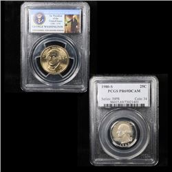 2 Slabbed Coins (Washington 25c, Presedential $1)