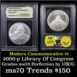 2000-p Library of Congress Modern Commem Dollar $1 Grades ms70, Perfection