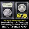 Image 1 : 2000-p Library of Congress Modern Commem Dollar $1 Grades ms70, Perfection