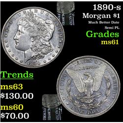 1890-s Morgan Dollar $1 Grades BU+