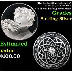  The Genius Of Michelangelo  Little Satyr Of Bacchus 1.35 oz .925 Sterling Silver Medal Grades