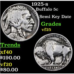 1925-s Buffalo Nickel 5c Grades vf+