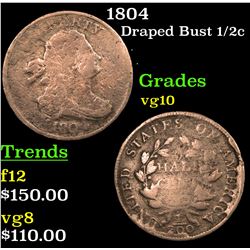1804 Draped Bust Half Cent 1/2c Grades vg+