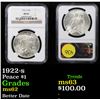 Image 1 : NGC 1922-s Peace Dollar $1 Graded ms62 By NGC