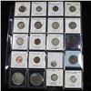Image 1 : Page of 20 Mixed coins Morgan $1, Peace $1, Washington 25c, Barber 10c, Jefferson5c