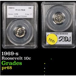 PCGS 1969-s Roosevelt Dime 10c Graded pr68 By PCGS