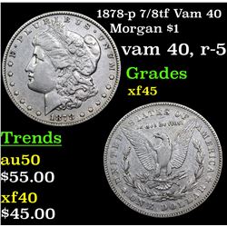 1878-p 7/8tf Vam 40 Morgan Dollar $1 Grades xf+