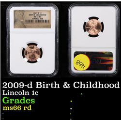 NGC 2009-d Birth & Childhood Lincoln Cent 1c Graded ms66 rd By NGC