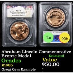 PCGS Abraham Lincoln Commenorative Bronze Metal Graded ms65 By PCGS
